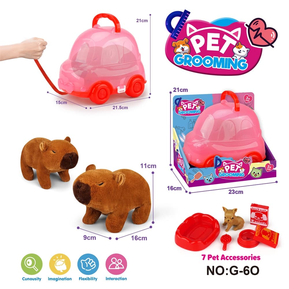 Red Pull String Car with Electric Walking Otter (Single Color) + Accessories