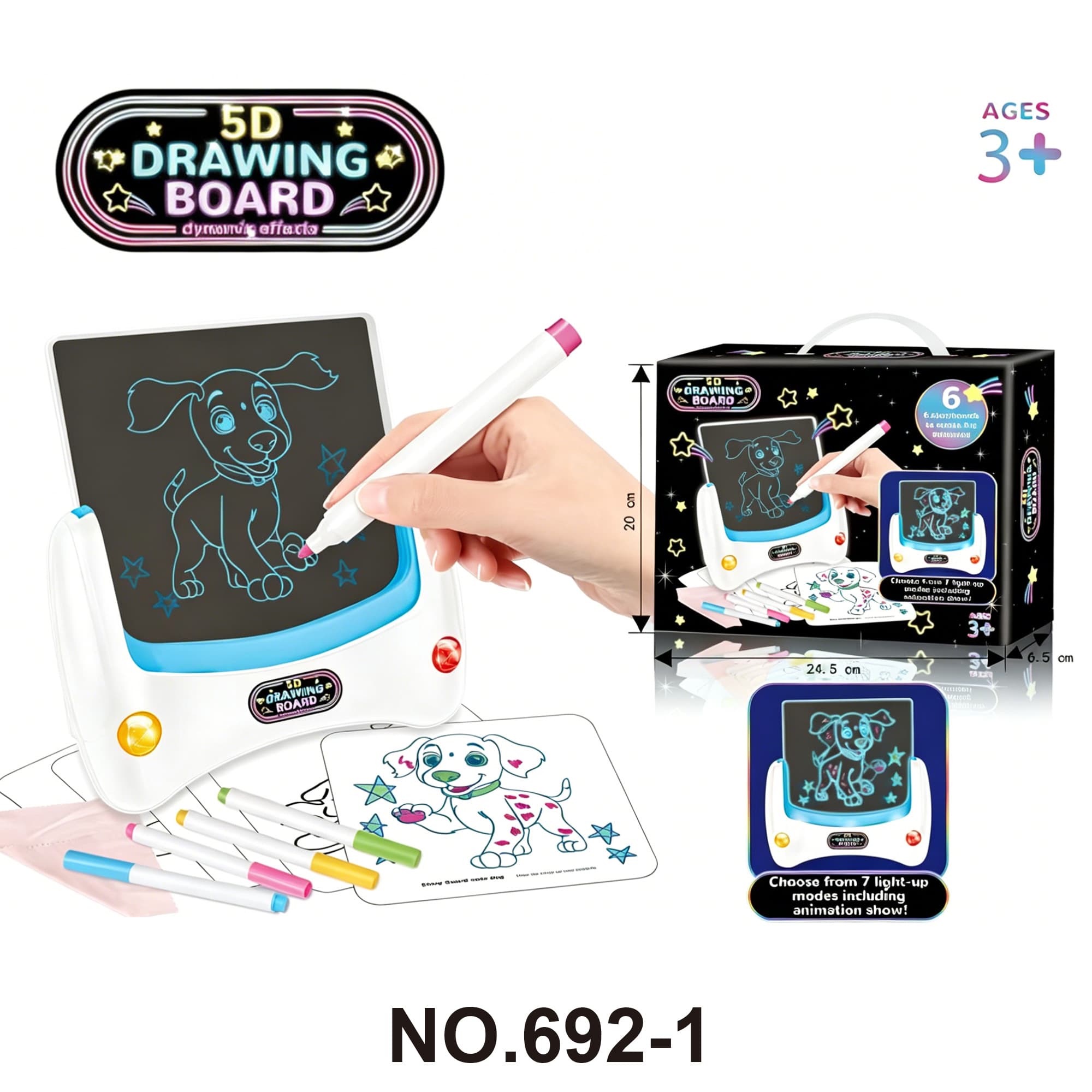 5D Colorful Animation Light-Up Drawing Board